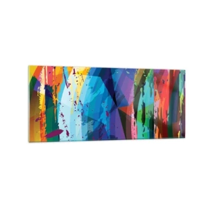 Quadro su vetro - Astrazione colorata in modelli e forme dinamiche - 120x50cm - Capogiro di colori - Decorazione murale moderna per soggiorno e camera da letto ARTTOR