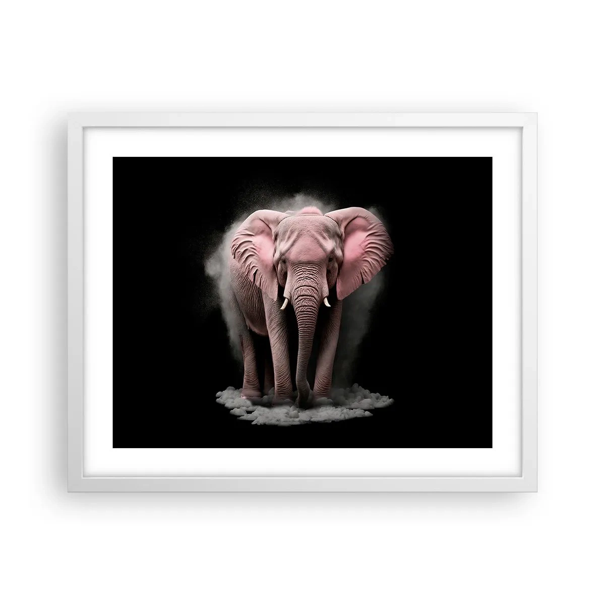 Poster in cornice bianca - Non pensare all'elefante rosa! - 50x40 cm