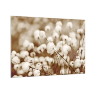 Quadro su vetro - Un campo di erba soffice nei toni del seppia - 100x70cm - Campo di morbidezza - Decorazione murale moderna per soggiorno e camera da letto ARTTOR