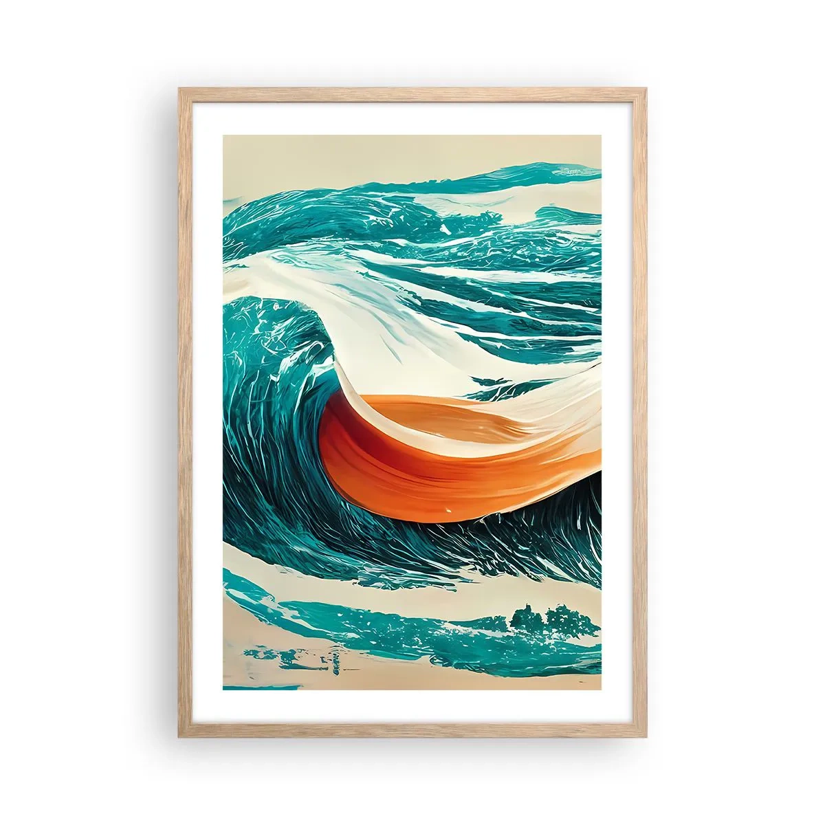Poster in cornice rovere chiaro - Il sogno del surfista - 50x70 cm