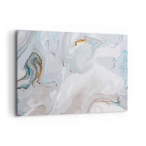 Quadro su tela - Stampe su Tela - Onde astratte nei toni del blu e del bianco - 100x70cm - Bianchi sovrapposti - Decorazione murale moderna per soggiorno e camera da letto ARTTOR