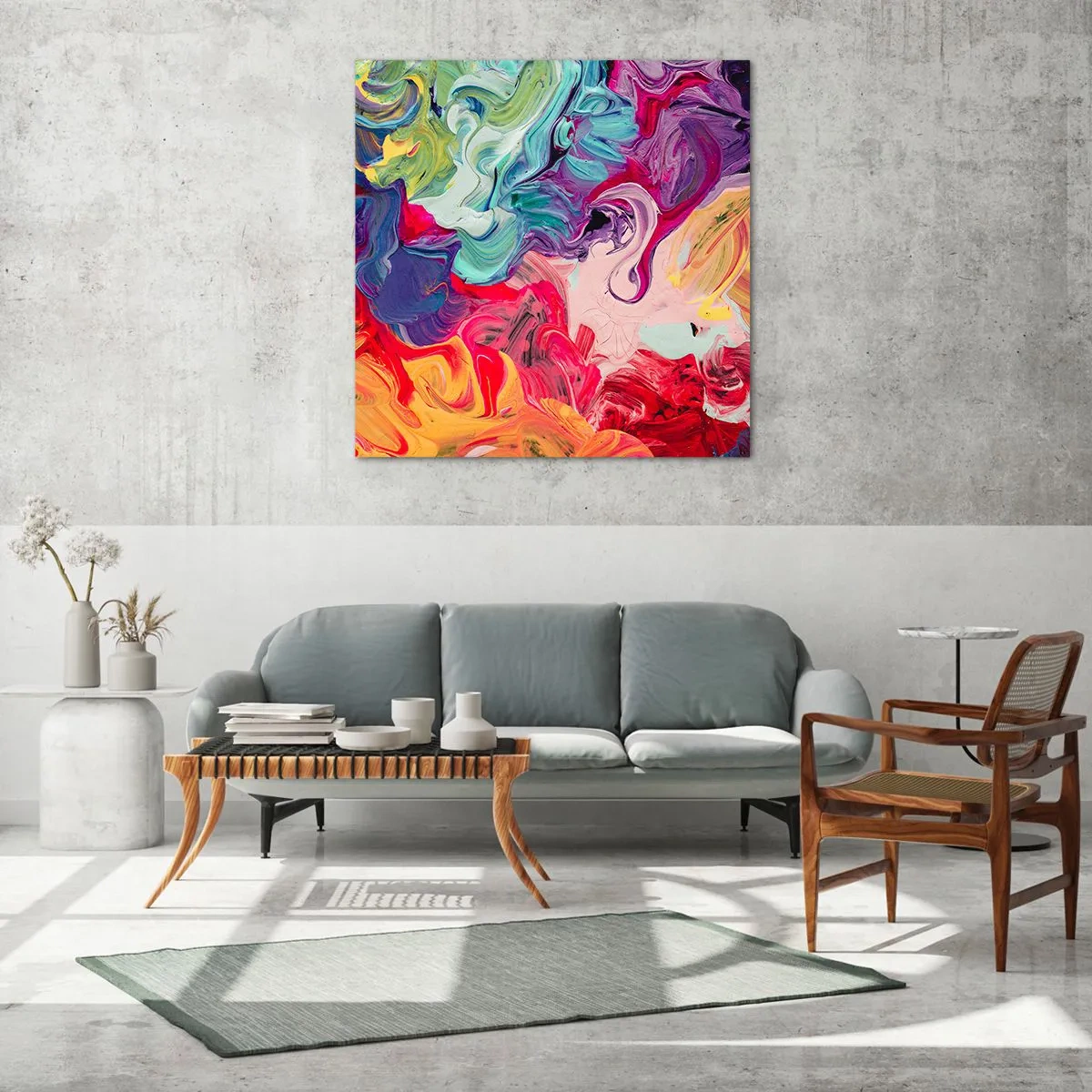 Quadro su vetro - La nascita dei colori - 60x60 cm