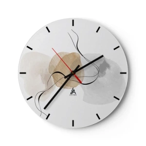 Orologio da parete - Orologio in Vetro - Macchie pastello astratte e linee nere su sfondo bianco - 30x30cm - Grani d'aria - Decorazione murale moderna per soggiorno, cucina e camera da letto ARTTOR