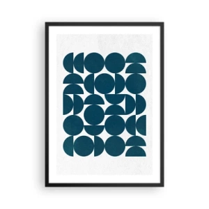 Poster in cornice nera - Composizione geometrica con cerchi blu - 50x70cm - Cerchi e semicerchi - Decorazione murale moderna per soggiorno e camera da letto ARTTOR
