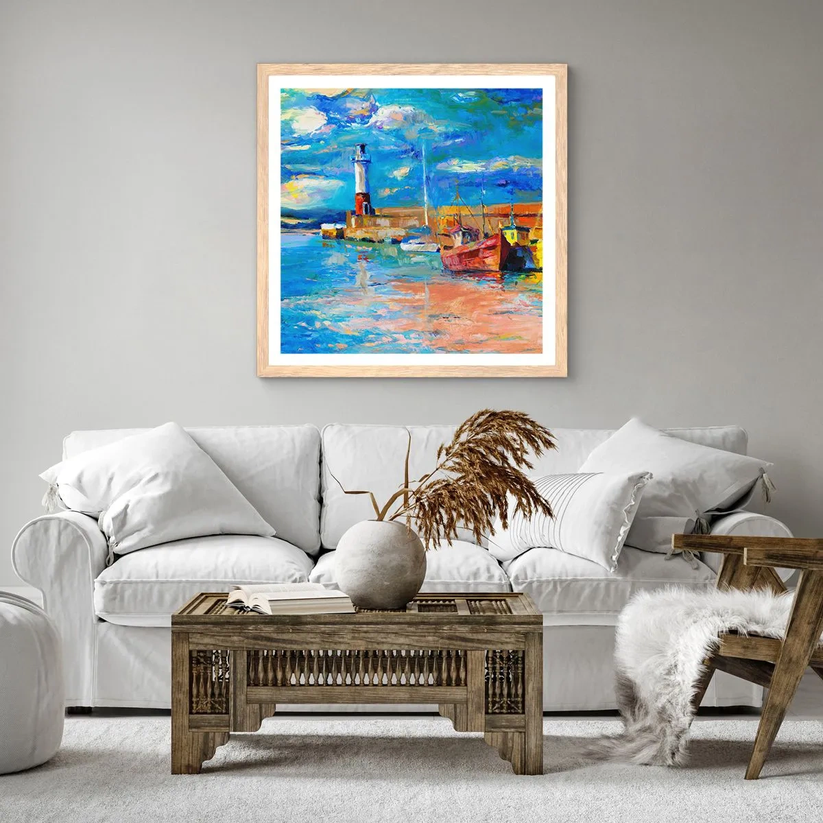 Poster in cornice rovere chiaro - Pomeriggio nell'insenatura multicolore - 30x30 cm