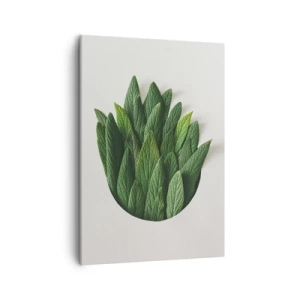 Quadro su tela - Stampe su Tela - Una composizione di foglie verdi su uno sfondo chiaro - 50x70cm - Curiosità irrefrenabile - Decorazione murale moderna per soggiorno e camera da letto ARTTOR