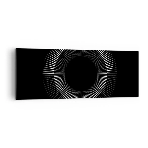 Quadro su tela - Stampe su Tela - Cerchio grafico con raggi in bianco e nero - 140x50cm - Sole nero - Decorazione murale moderna per soggiorno e camera da letto ARTTOR