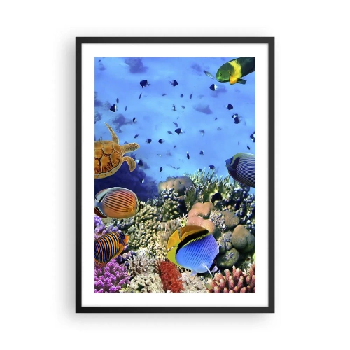 Poster in cornice nera - Il mondo sottomarino di una barriera corallina con pesci tropicali - 50x70cm - Ma cosa sappiamo della vita... - Decorazione murale moderna per soggiorno e camera da letto ARTTOR