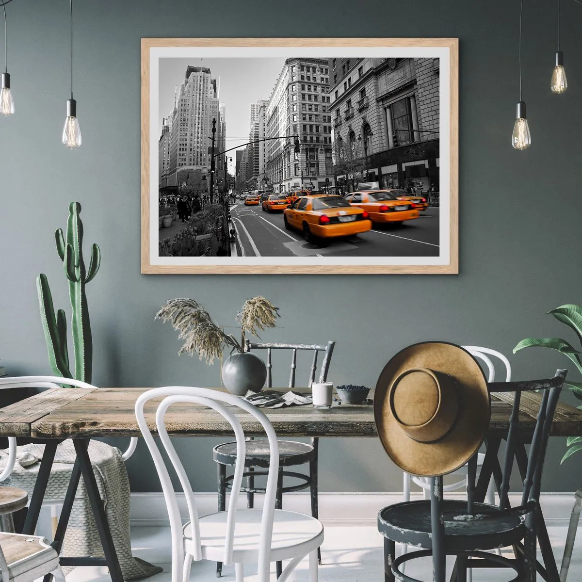 Poster in cornice rovere chiaro - Il sole della grande città - 50x40 cm