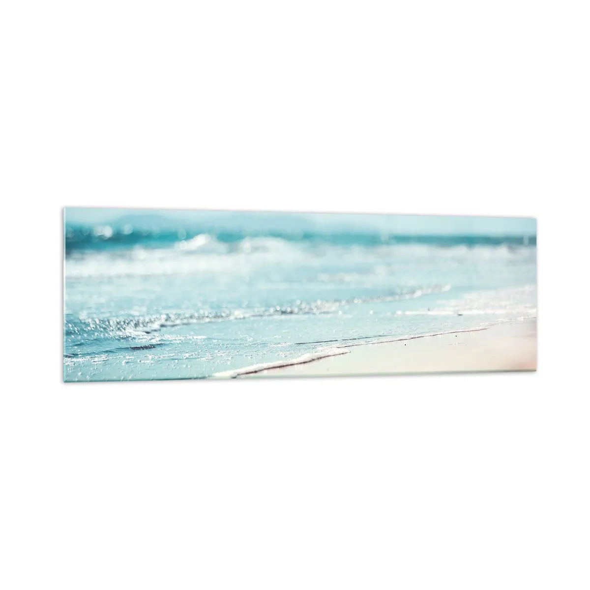 Quadro su vetro - Dolci onde dell'oceano su una spiaggia sabbiosa - 160x50cm - Calore e rumore - Decorazione murale moderna per soggiorno e camera da letto ARTTOR
