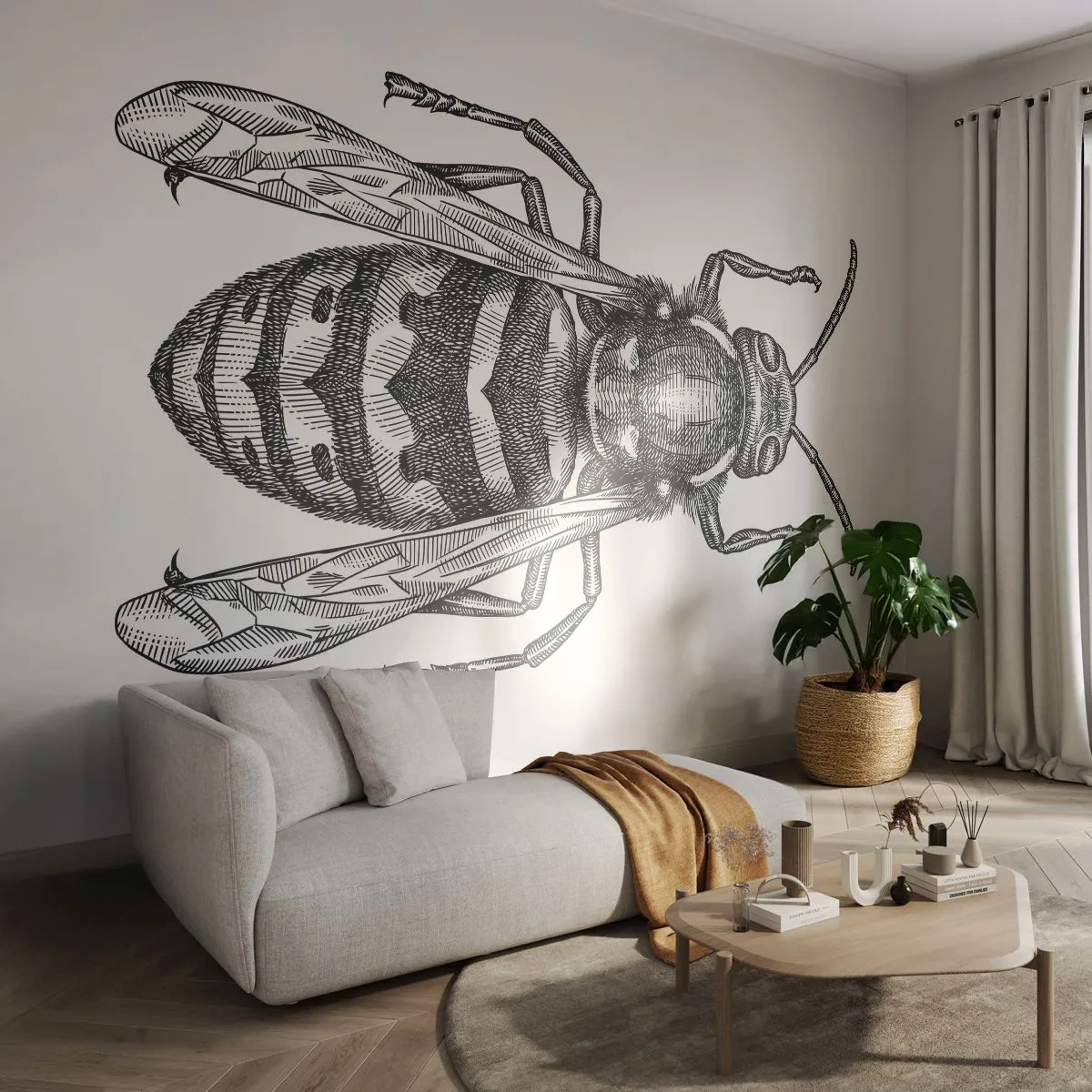 Fotomurali Autoadesivo Deluxe Sticker - Dal pianeta degli insetti - Vespa, Insetto, Minimalista - 250x175 cm