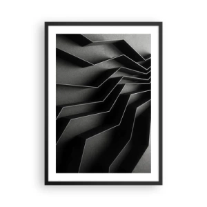 Poster in cornice nera - Una composizione in bianco e nero di strutture geometriche e spaziali - 50x70cm - Ordine tridimensionale - Decorazione murale moderna per soggiorno e camera da letto ARTTOR