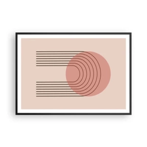 Poster in cornice nera - Motivo astratto con cerchio rosa e linee - 100x70cm - Attrazione irresistibile - Decorazione murale moderna per soggiorno e camera da letto ARTTOR