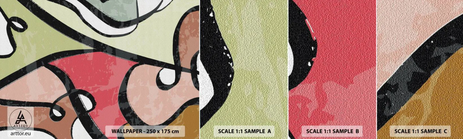 Campione Di Fotomurale Standard Eco - Piroette tra i colori - Astrazione, Pezzo, Moderno - 100x30 cm