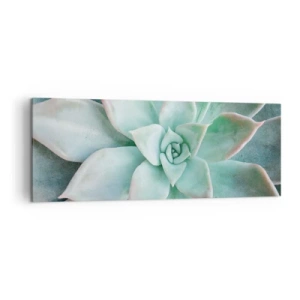 Quadro su tela - Stampe su Tela - Primo piano di una succulenta verde - 140x50cm - Il cuore del deserto - Decorazione murale moderna per soggiorno e camera da letto ARTTOR