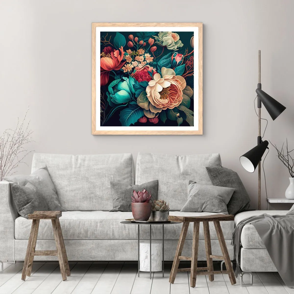 Poster in cornice rovere chiaro - Il fascino del 19esimo secolo - 30x30 cm