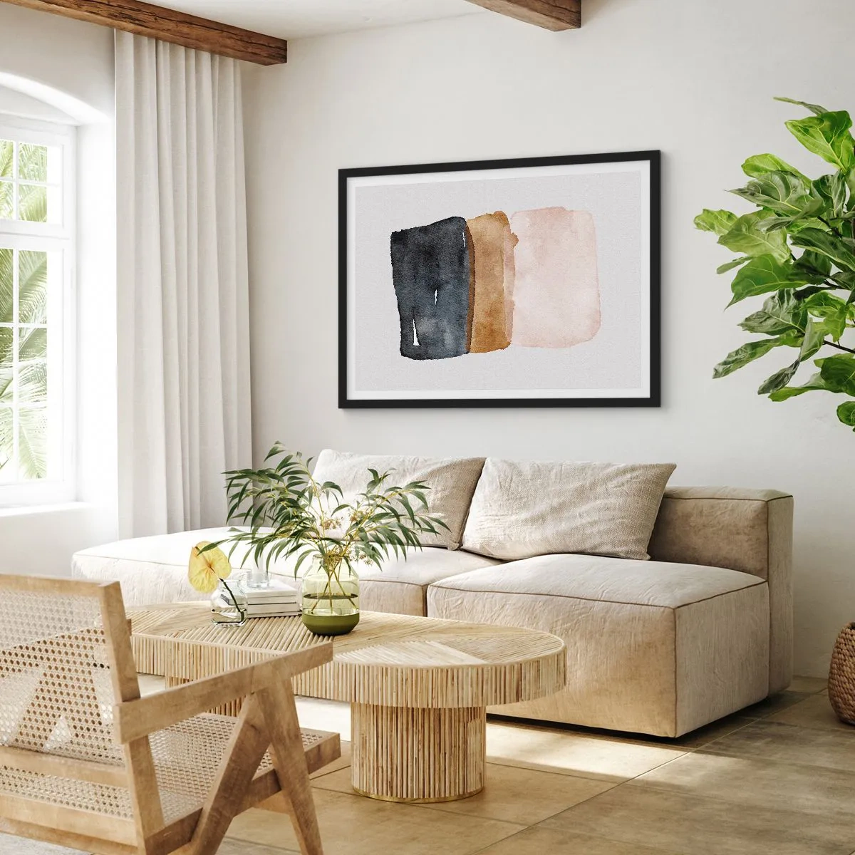 Poster in cornice nera - Composizione di colori della terra - 40x30 cm
