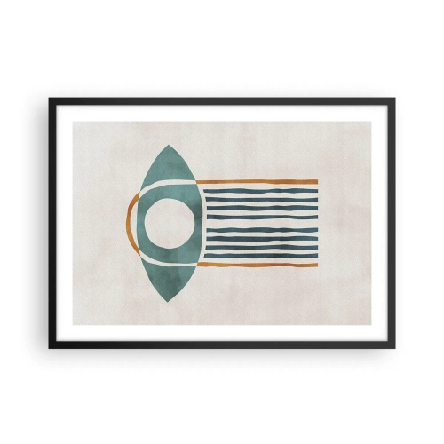 Poster in cornice nera - Motivo geometrico nei toni del verde e dell'arancione - 70x50cm - Segni e rituali - Decorazione murale moderna per soggiorno e camera da letto ARTTOR