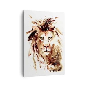 Quadro su tela - Stampe su Tela - Ritratto ad acquerello di un leone con dettagli intensi - 70x100cm - Forza e dignità - Decorazione murale moderna per soggiorno e camera da letto ARTTOR