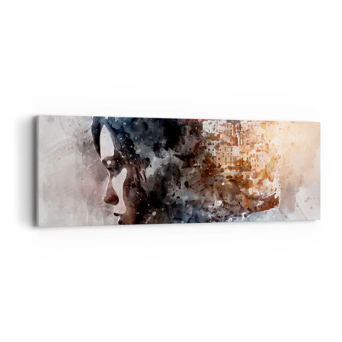 Quadro su tela - Stampe su Tela - Racconto su una ragazza con città sullo sfondo - 90x30 cm