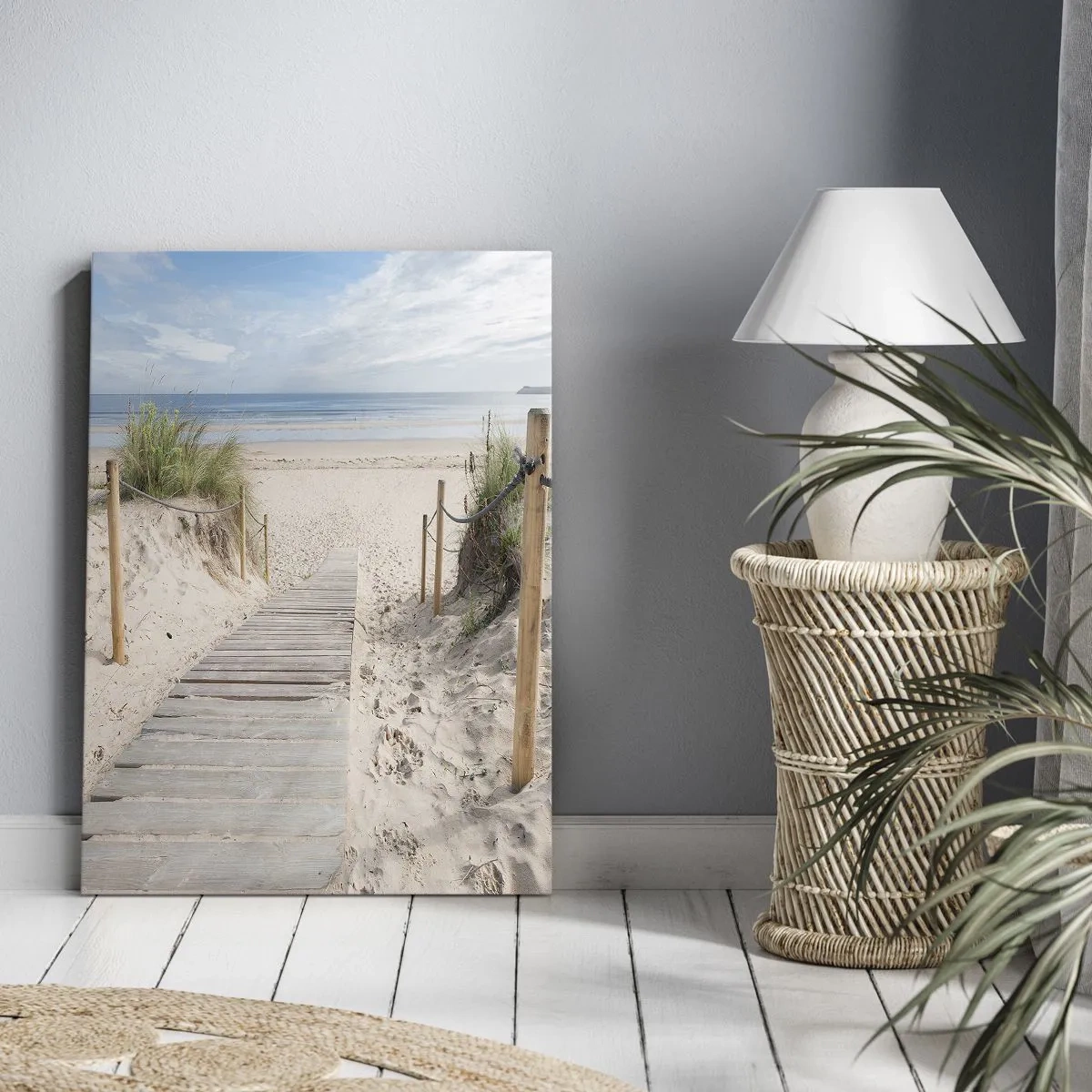 Quadro su tela - Stampe su Tela - Un sentiero di assi che conduce a una spiaggia sabbiosa - 50x70cm - Fino all'orizzonte - Decorazione murale moderna per soggiorno e camera da letto ARTTOR