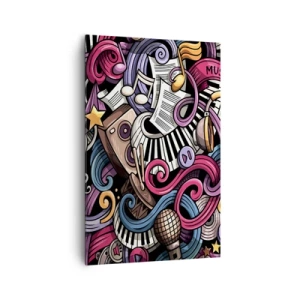 Quadro su tela - Stampe su Tela - Un'astrazione musicale piena di strumenti colorati e note. - 80x120cm - Melodia complicata - Decorazione murale moderna per soggiorno e camera da letto ARTTOR