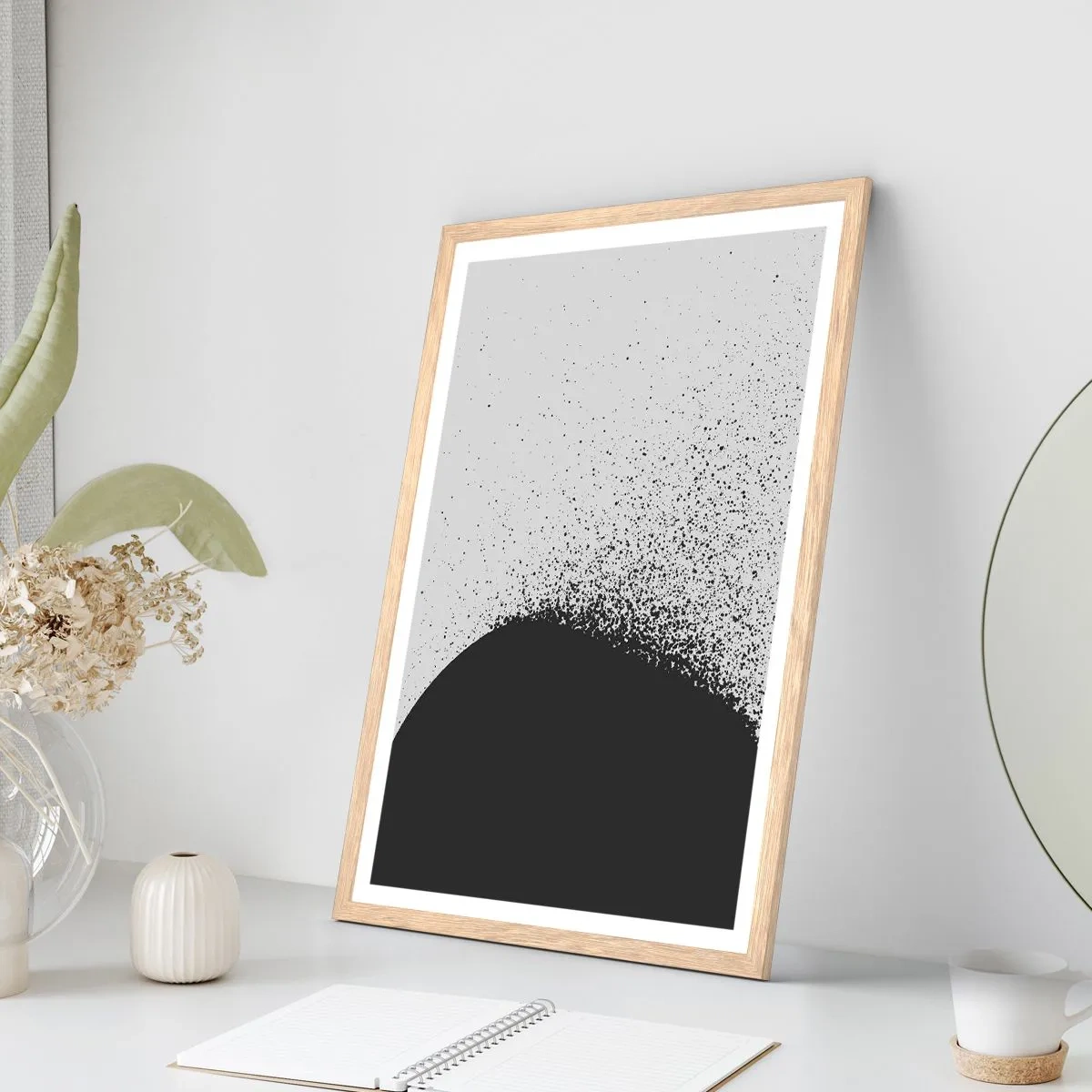 Poster in cornice rovere chiaro - Il movimento delle particelle - 70x100 cm