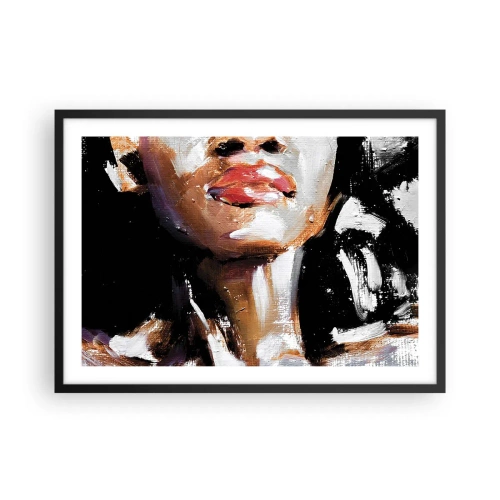 Poster in cornice nera - Ritratto di una donna in stile pittorico espressivo su uno sfondo scuro - 70x50cm - Orgoglio senza pregiudizio - Decorazione murale moderna per soggiorno e camera da letto ARTTOR
