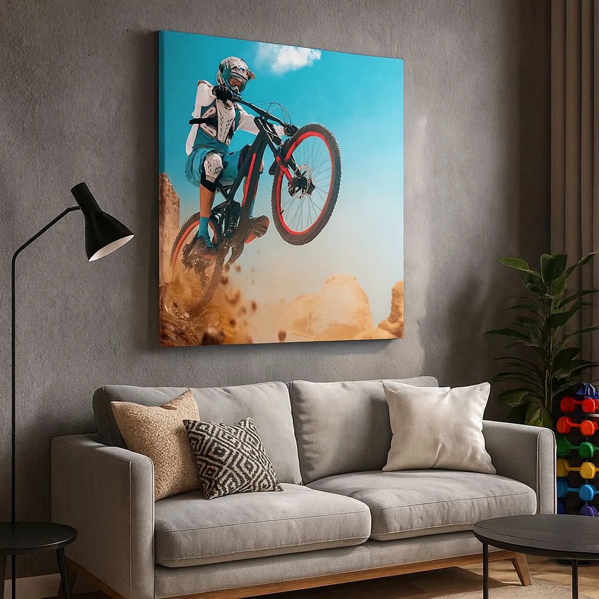 Quadro su tela - Stampe su Tela - Il demone della follia ciclistica - 30x30 cm