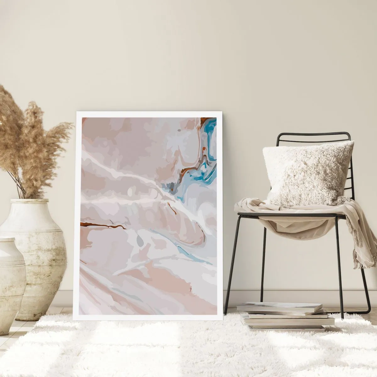 Poster - Meandri blu sotto il bianco - 30x40 cm