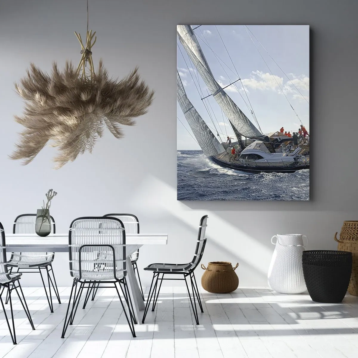 Quadro su tela - Stampe su Tela - Gara di yacht in mare aperto sotto cieli azzurri - 80x120cm - Che vinca il migliore - Decorazione murale moderna per soggiorno e camera da letto ARTTOR