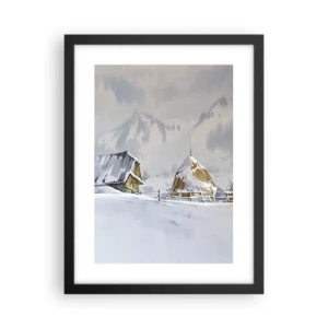 Poster in cornice nera - Nella valle innevata - 30x40 cm