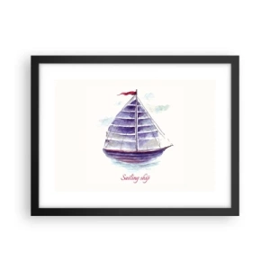 Poster in cornice nera - Gonfie vele e mare calmo - 40x30 cm