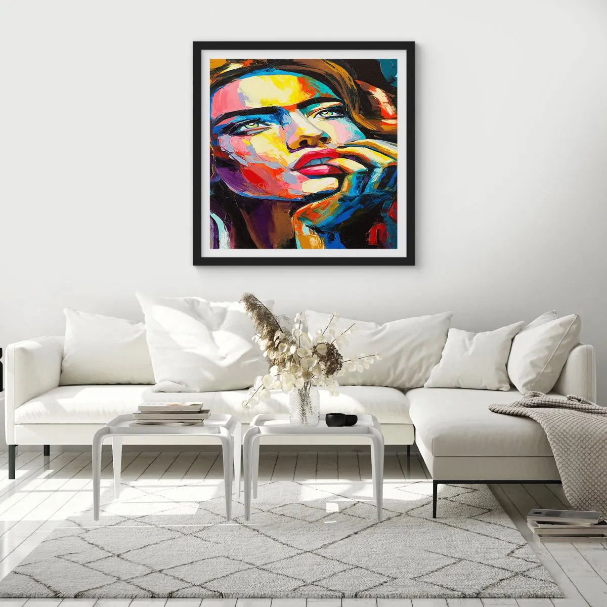 Poster in cornice nera - I sogni come uccelli planano nel cielo - 60x60 cm