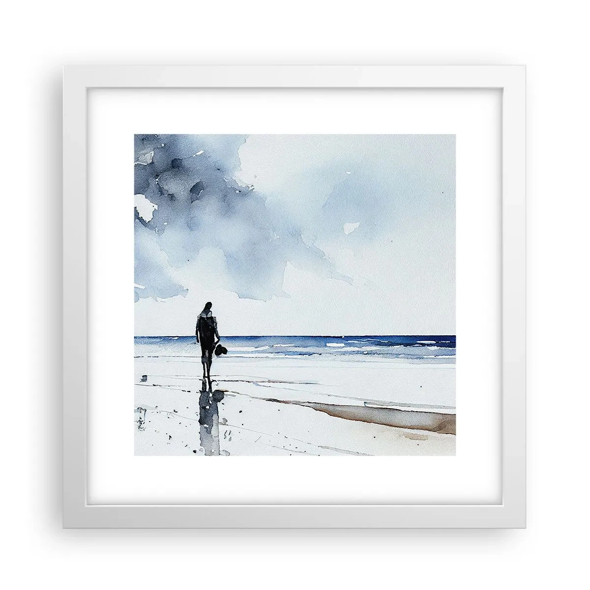 Poster in cornice bianca - Dialogo con il mare - 30x30 cm