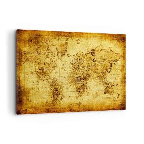 Quadro su tela - Stampe su Tela - Antica mappa del mondo d'epoca - 120x80cm - Questo mondo è strano - Decorazione murale moderna per soggiorno e camera da letto ARTTOR