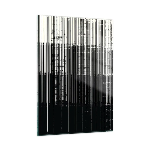 Quadro su vetro - Astrazione in bianco e nero con linee orizzontali che creano un gradiente - 50x70cm - Onde e vibrazioni - Decorazione murale moderna per soggiorno e camera da letto ARTTOR