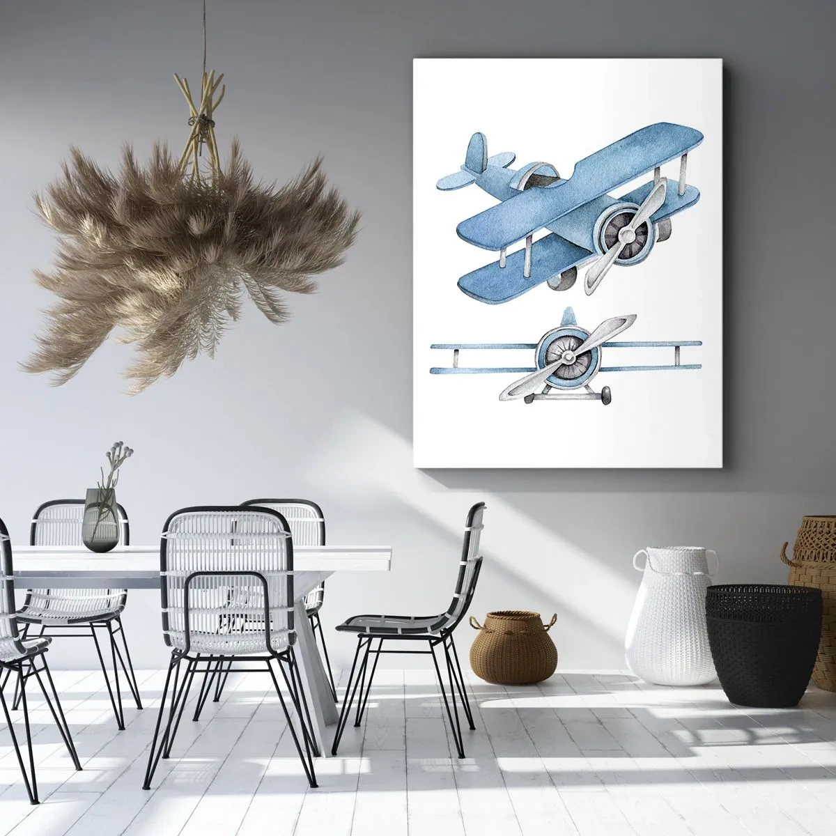 Quadro su tela - Stampe su Tela - Aeroplani retrò blu - 50x70cm - Nato per vincere - Decorazione murale moderna per soggiorno e camera da letto ARTTOR