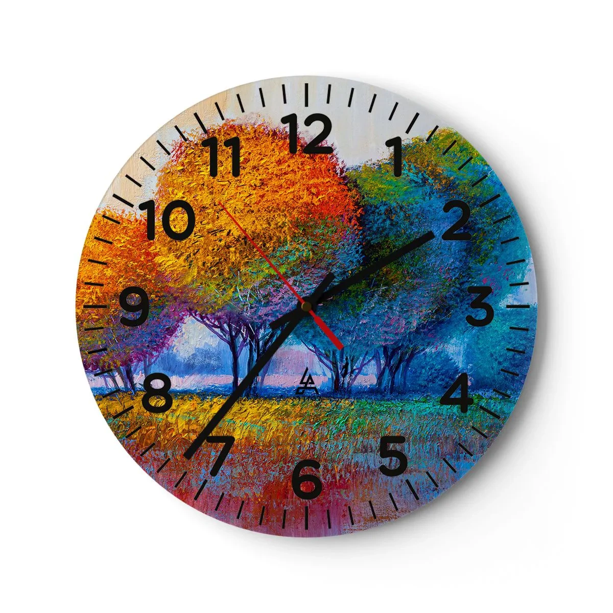 Orologio da parete - Orologio in Vetro - Ciuffo di colori brillanti - 30x30 cm
