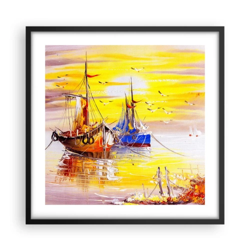 Poster in cornice nera - Meritato riposo nel porto - 50x50 cm
