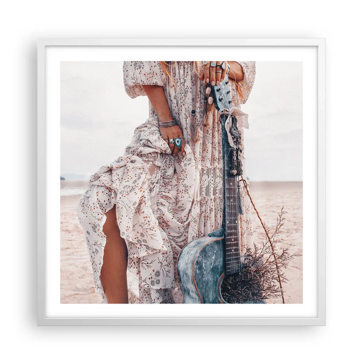 Poster in cornice bianca - Figli dei fiori in cammino - 60x60 cm