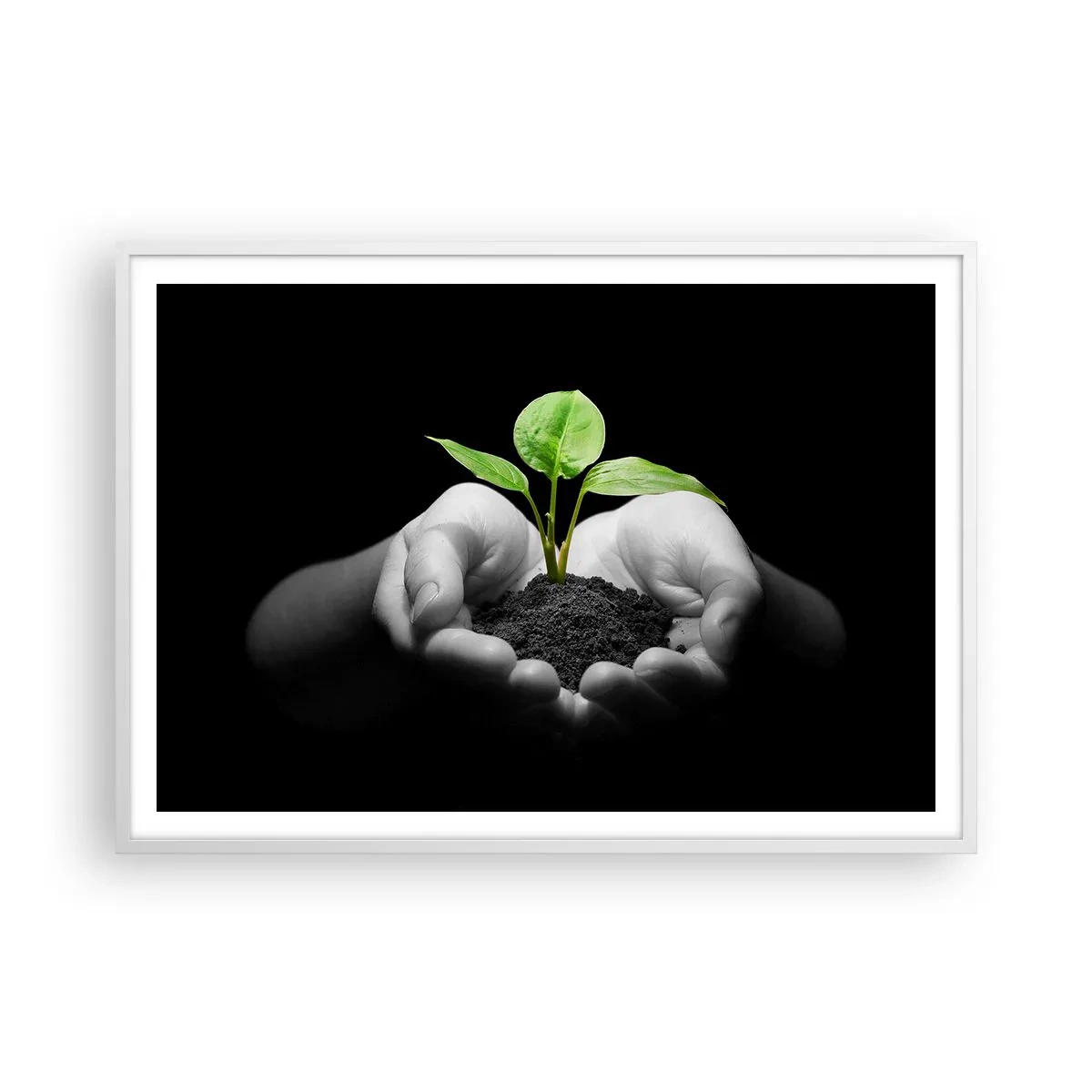 Poster in cornice bianca - Amo la natura, la proteggo - 100x70 cm