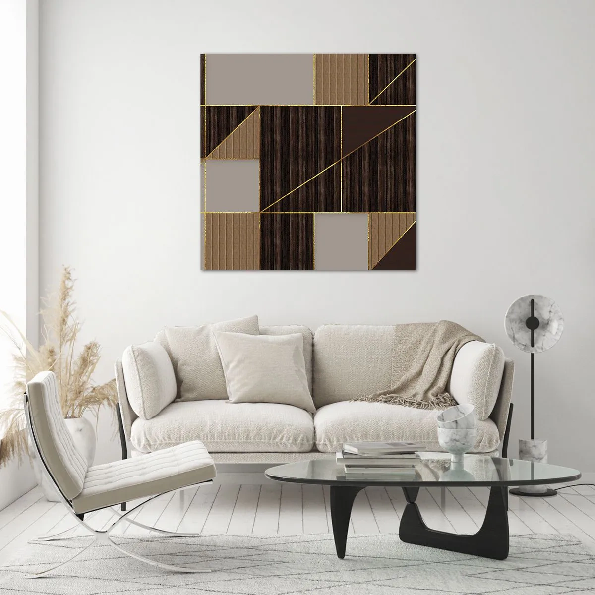 Quadro su vetro - Mosaico di marrone e oro - 60x60 cm