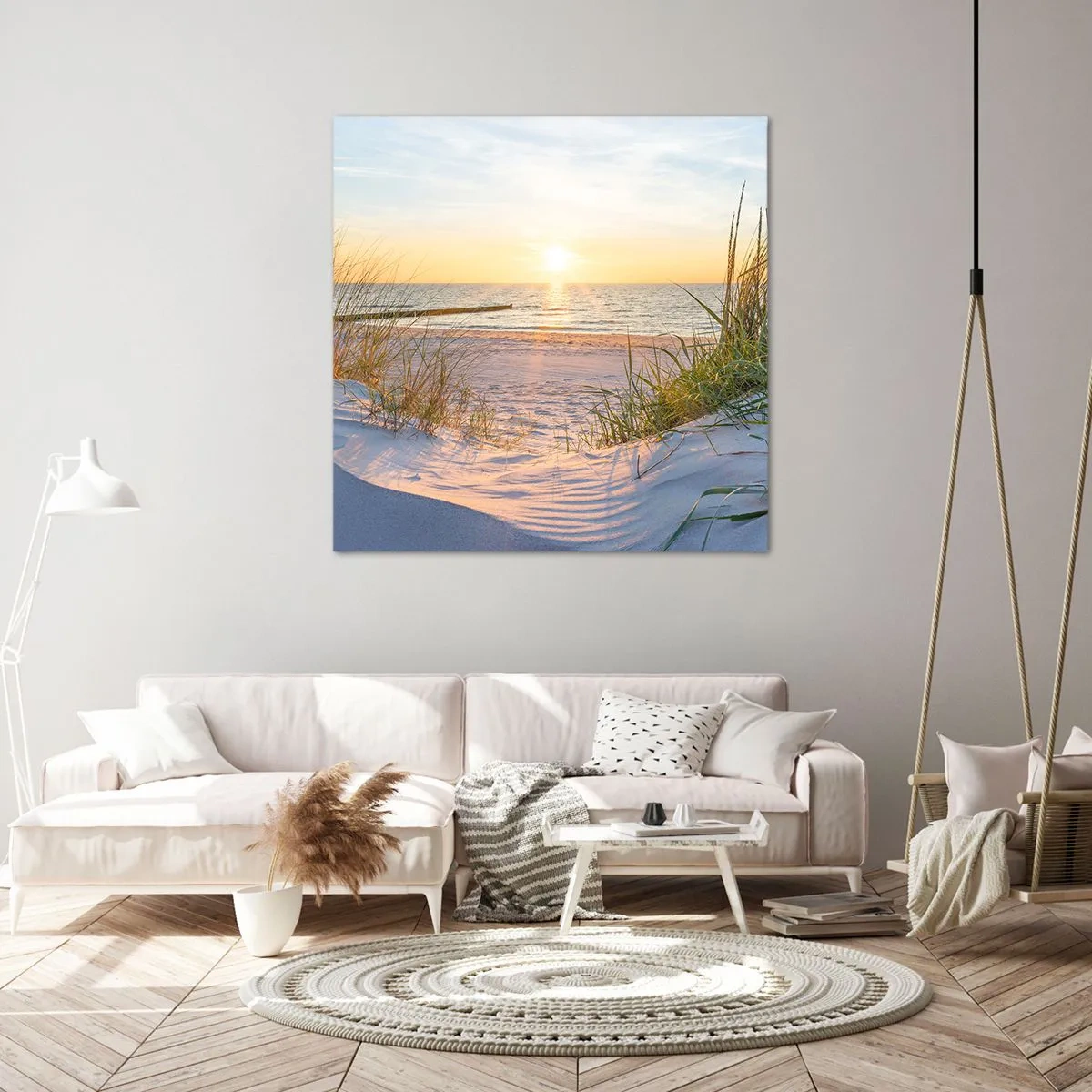 Quadro su tela - Stampe su Tela - Rumore del mare, uccelli che cantano, spiaggia selvatica tra i cespugli... - 30x30 cm