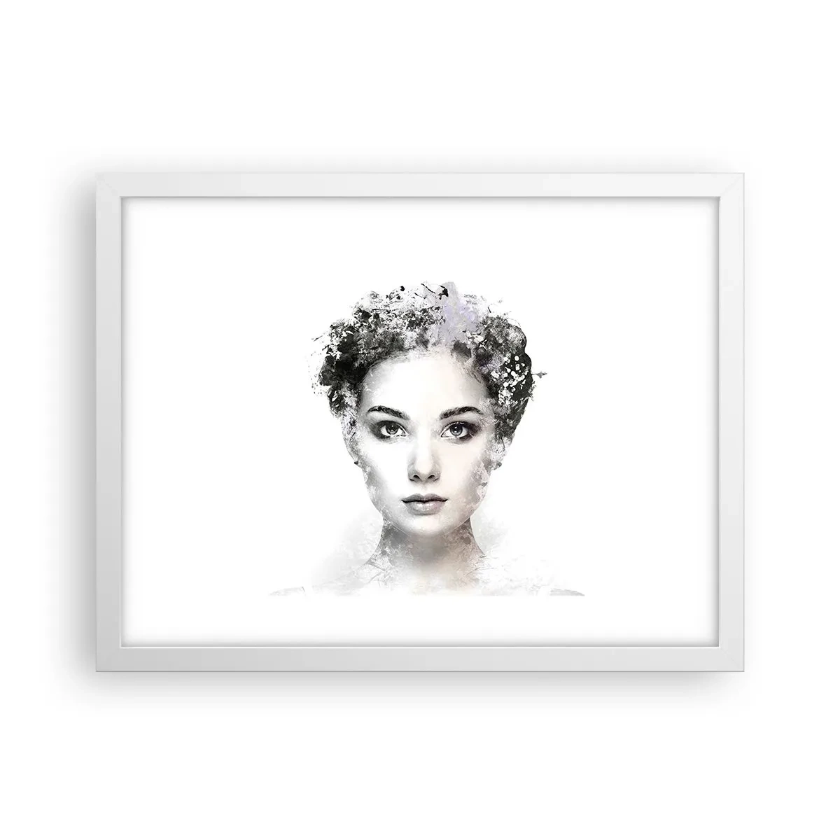 Poster in cornice bianca - Ritratto estremamente alla moda - 40x30 cm