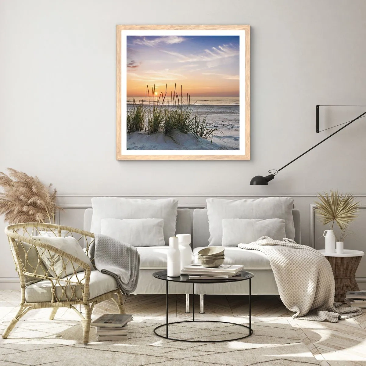 Poster in cornice rovere chiaro - Guarda, pensa, senti - 40x40 cm