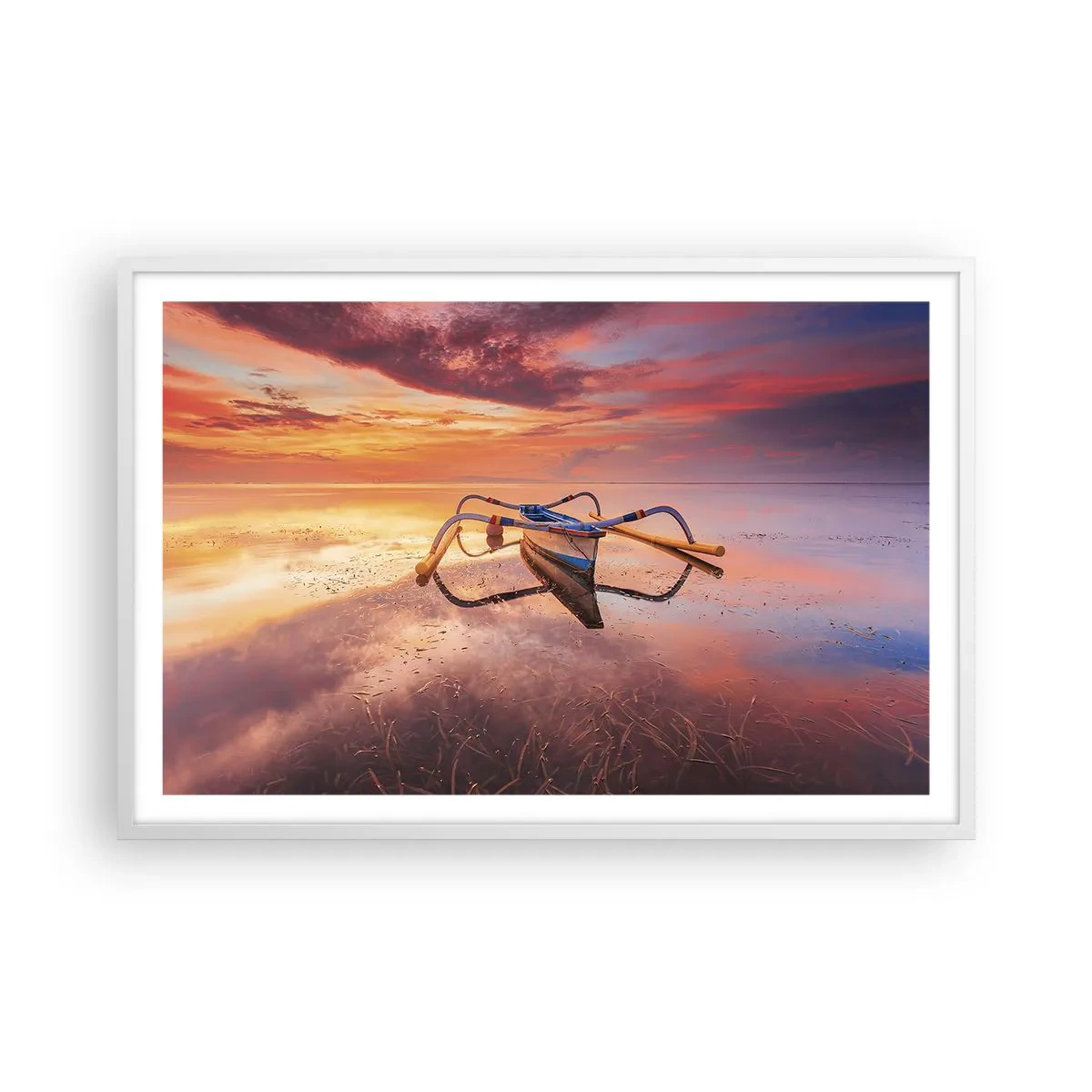Poster in cornice bianca - La pace della sera tropicale - 91x61 cm