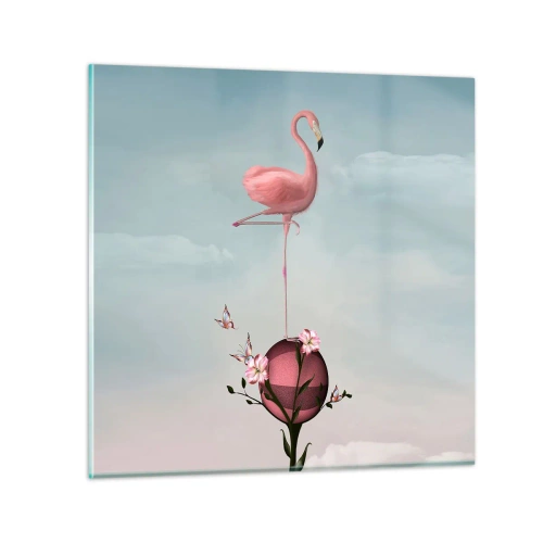 Quadro su vetro - Allegoria della palla da basket - 30x30 cm