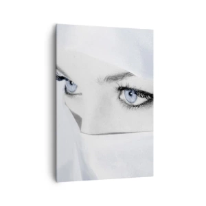 Quadro su tela - Stampe su Tela - Ritratto di una donna con gli occhi azzurri nascosti dietro un velo bianco - 70x100cm - Direttamente dalle mille e una notte - Decorazione murale moderna per soggiorno e camera da letto ARTTOR