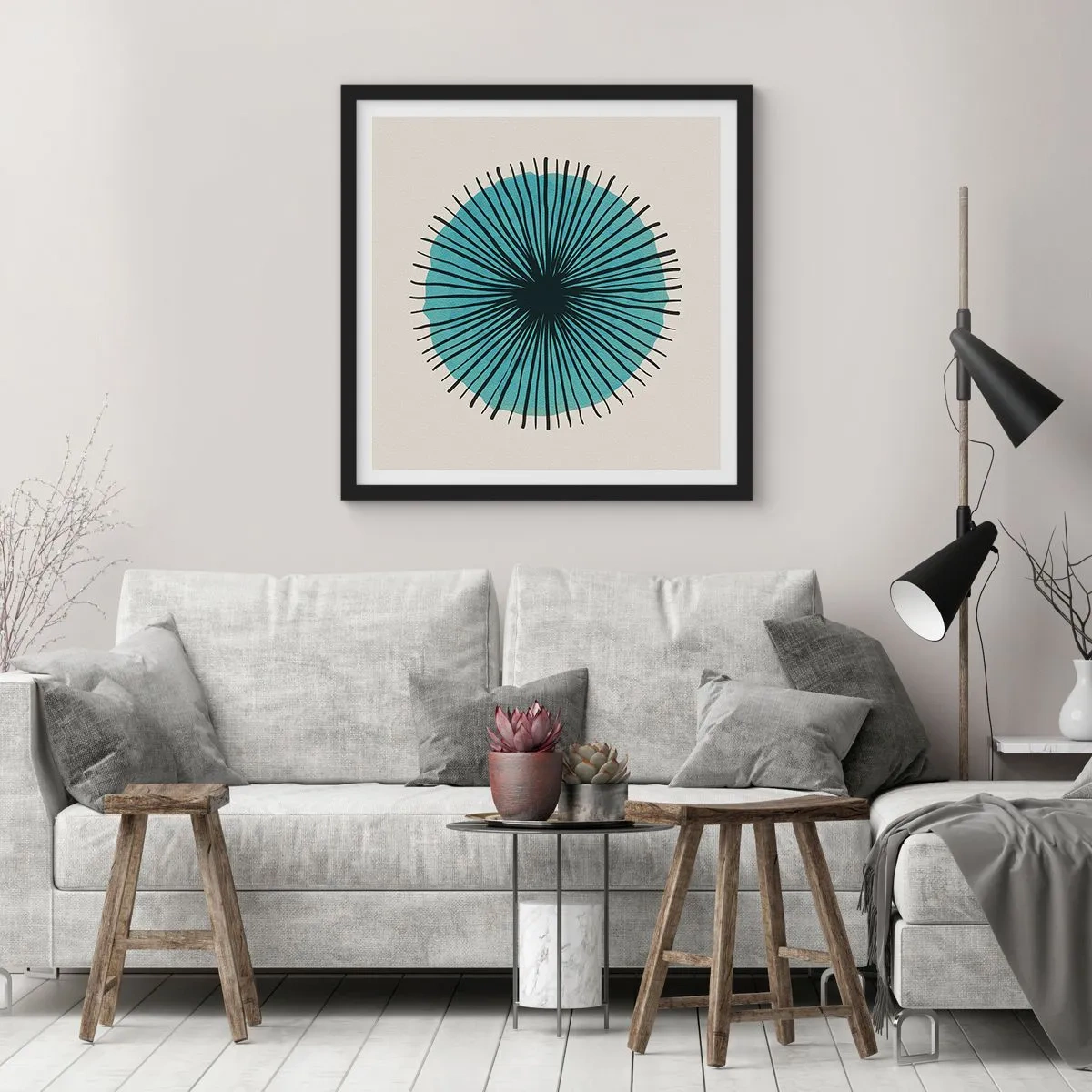 Poster in cornice nera - Radiosamente nel blu - 30x30 cm